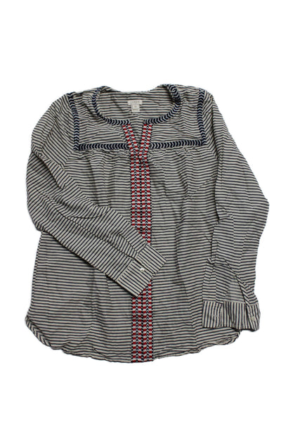J Crew Women's Round Neck Long Sleeves Blouse Striped Pink Size XS Lot 2