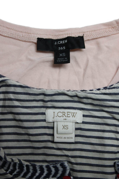 J Crew Women's Round Neck Long Sleeves Blouse Striped Pink Size XS Lot 2
