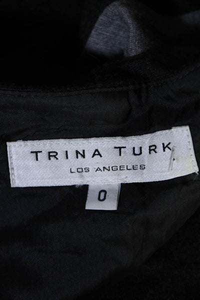 Trina Turk Womens Boat Neck Bell Sleeve Mini Sheath Dress Black Gray Size 0
