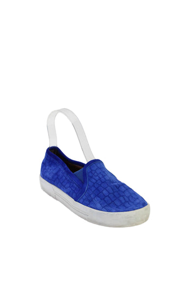 Joie Womens Suede Alligator Embossed Slip On Sneakers Royal Blue Size 5US 35EU