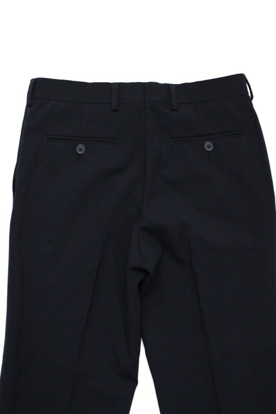 Tallia Men's Hook Closure Flat Front Straight Leg Dress Pants Black Sz 29