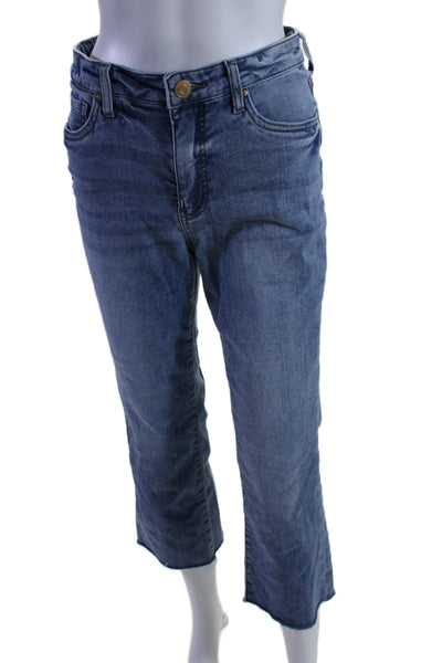 KUT from the Kloth Womens Blue Medium Wash Distress Kelsey Flare Jeans Size 2