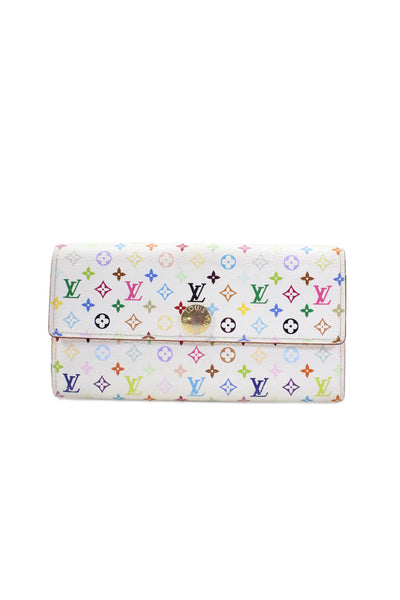 Louis Vuitton Womens White Multicolor Monogram Long Sarah Wallet