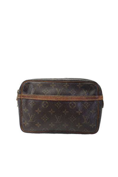 Louis Vuitton Womens Brown Leather Monogram Compiegne Clutch Bag Handbag