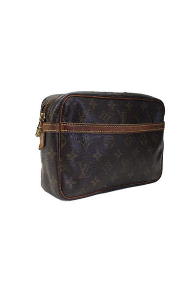 Louis Vuitton Womens Brown Leather Monogram Compiegne Clutch Bag Handbag