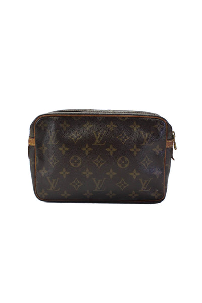 Louis Vuitton Womens Brown Leather Monogram Compiegne Clutch Bag Handbag