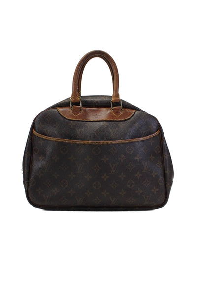 Louis Vuitton Womens Brown Leather Monogram Deauville Travel Bag Handbag