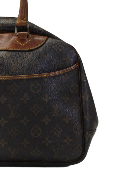 Louis Vuitton Womens Brown Leather Monogram Deauville Travel Bag Handbag