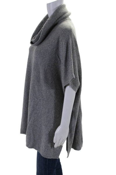 Wythe NY Womens Thick Knit Turtleneck Poncho Sweater Cashmere Gray One Size