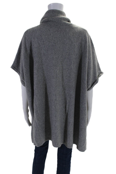 Wythe NY Womens Thick Knit Turtleneck Poncho Sweater Cashmere Gray One Size