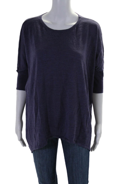 Eileen Fisher Womens Long Sleeve Pullover Tight Knit Sweater Purple Small