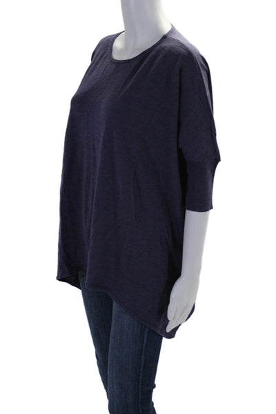 Eileen Fisher Womens Long Sleeve Pullover Tight Knit Sweater Purple Small