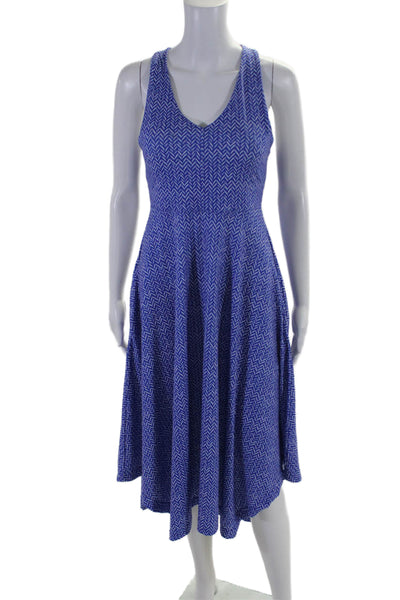 Krimson Klover Women's V-Neck Sleeveless Asymmetrical Midi Dress Blue Size S