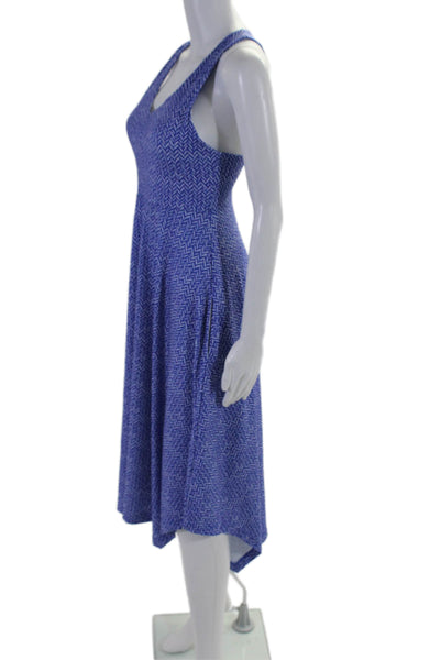 Krimson Klover Women's V-Neck Sleeveless Asymmetrical Midi Dress Blue Size S