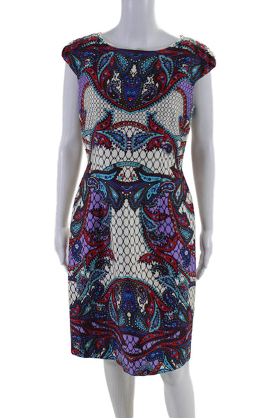 David Meister Womens Cotton Paisley Print Sleeveless Dress Multicolor Size 6