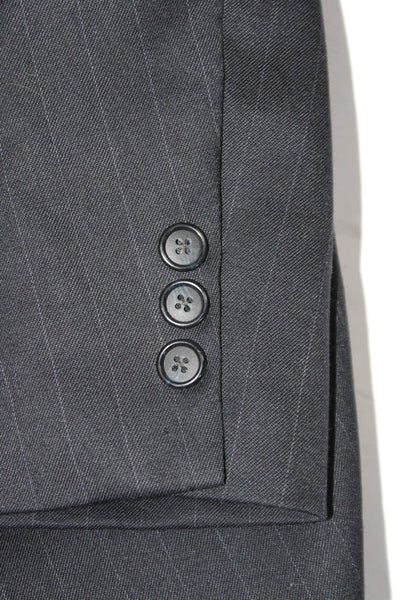 Petrocelli Mens Wool Blend Pinstripe Notch Collar Pant Suit Navy Size 54 XL