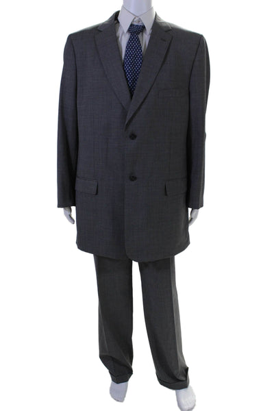 Petrocelli Mens Wool Blend Notch Collar Two Button Pant Suit Gray Size 54 XL