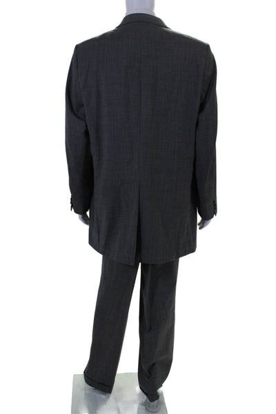 Petrocelli Mens Wool Blend Notch Collar Two Button Pant Suit Gray Size 54 XL