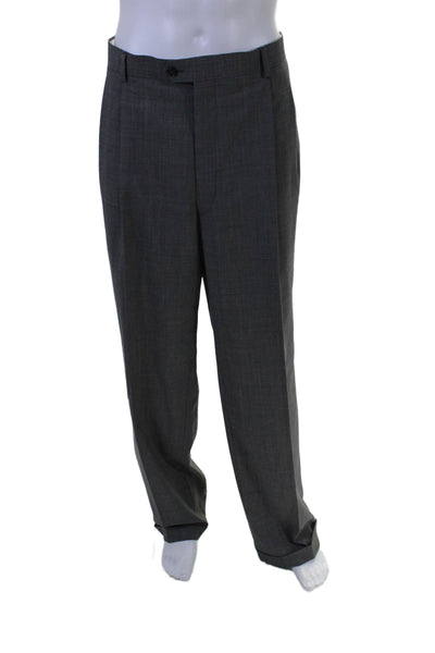 Petrocelli Mens Wool Blend Notch Collar Two Button Pant Suit Gray Size 54 XL