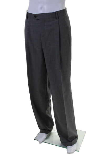 Petrocelli Mens Wool Blend Notch Collar Two Button Pant Suit Gray Size 54 XL