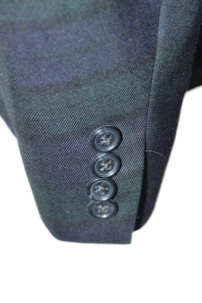 S. Cohen Mens Wool Plaid Notch Collar Two Button Blazer Jacket Green Size 54L