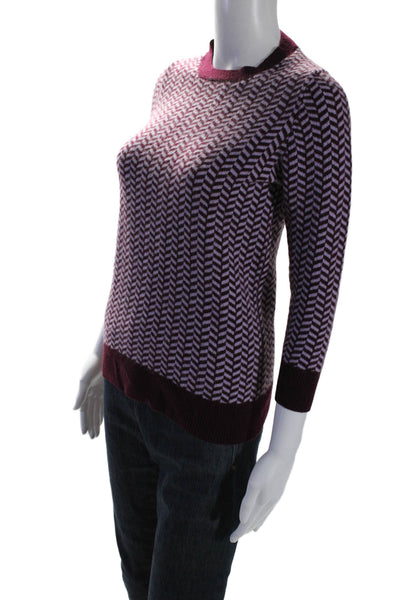 J Crew Womens Long Sleeve Crew Neck Abstract Sweater Purple Medium