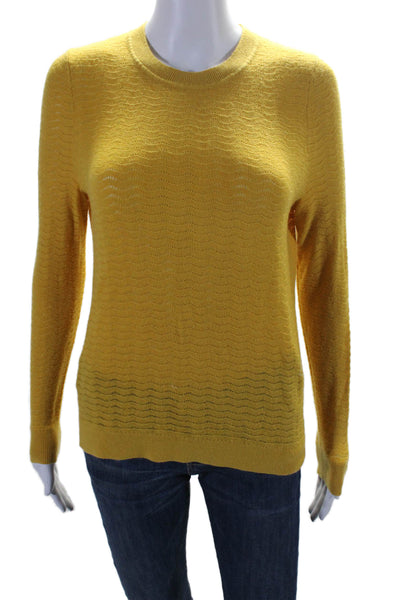 Comptoir Des Cotonniers Womens Wool Chevron Crewneck Knit Top Yellow Size S