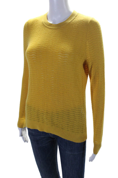 Comptoir Des Cotonniers Womens Wool Chevron Crewneck Knit Top Yellow Size S