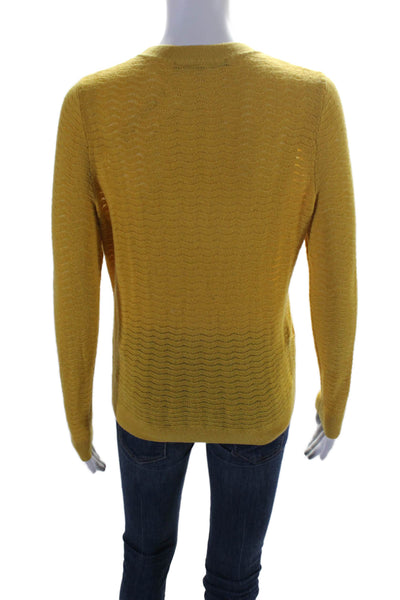 Comptoir Des Cotonniers Womens Wool Chevron Crewneck Knit Top Yellow Size S