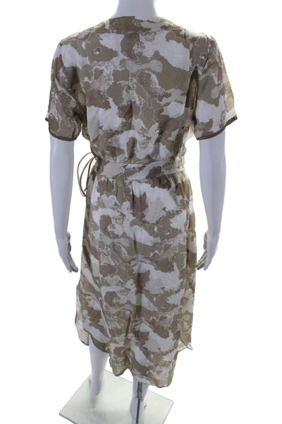 Aeronautica Militare Womens Abstract Print Short Sleeve Wrap Dress Beige Size S