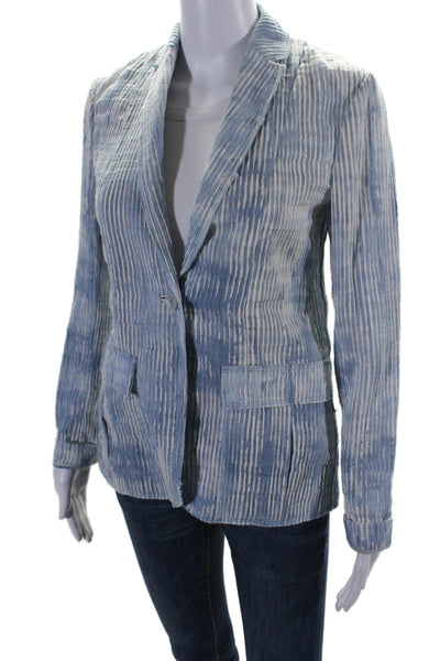 Elie Tahari Women's Collared Long Sleeves Unlined Blazer Blue Size 2