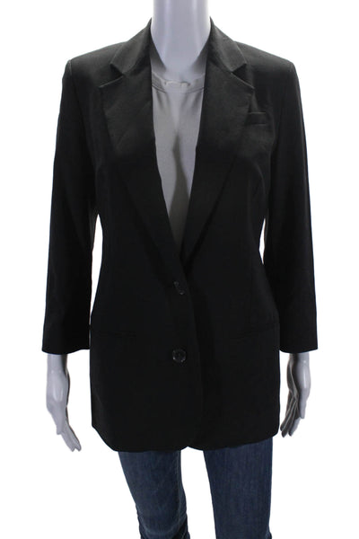 Vince Women's Collared Long Sleeves Lined Two Button Blazer Black Size 2