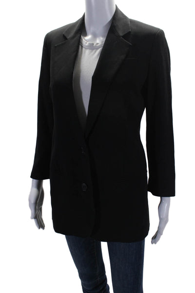 Vince Women's Collared Long Sleeves Lined Two Button Blazer Black Size 2