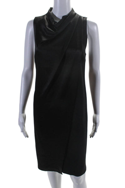 Halston Heritage Womens Cowl Neck Sleeveless Shift Dress Black Size Large
