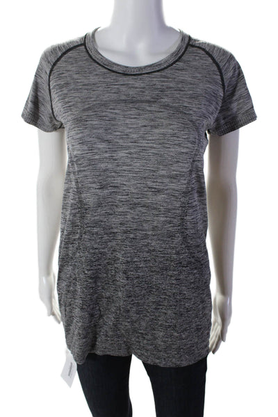 Lululemon Womens Stretch Round Neck Short Sleeve Activewear Top Gray Size L