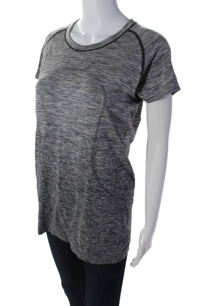 Lululemon Womens Stretch Round Neck Short Sleeve Activewear Top Gray Size L