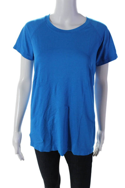 Lululemon Womens Stretch Round Neck Short Sleeve Activewear Top Blue Size 12