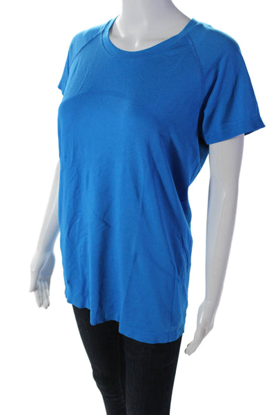 Lululemon Womens Stretch Round Neck Short Sleeve Activewear Top Blue Size 12