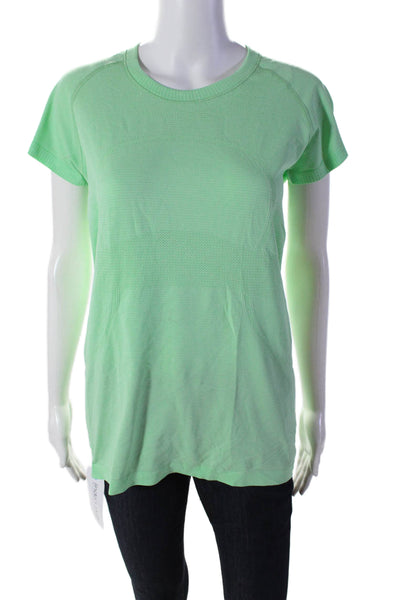 Lululemon Womens Stretch Round Neck Short Sleeve Activewear Top Green Size 12