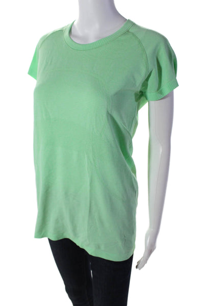 Lululemon Womens Stretch Round Neck Short Sleeve Activewear Top Green Size 12