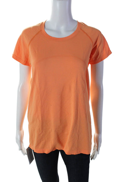 Lululemon Womens Stretch Round Neck Short Sleeve Activewear Top Orange Size L