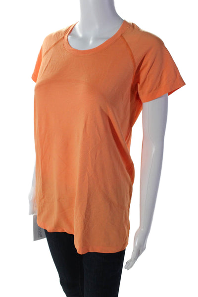 Lululemon Womens Stretch Round Neck Short Sleeve Activewear Top Orange Size L