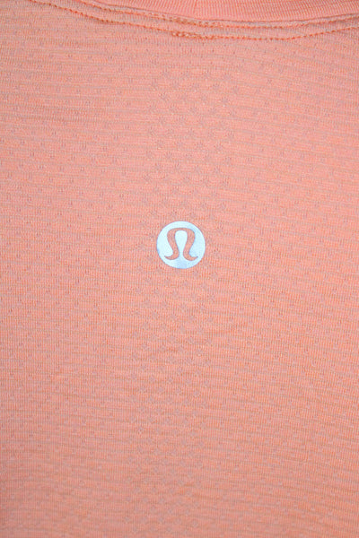 Lululemon Womens Stretch Round Neck Short Sleeve Activewear Top Orange Size L