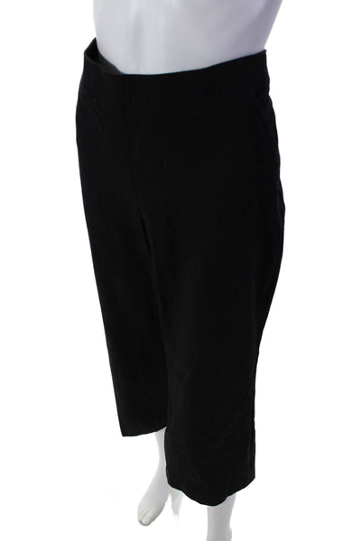 Spanx Womens Cotton Blend Flat Front Elastic Waist Cropped Pants Black Size XL