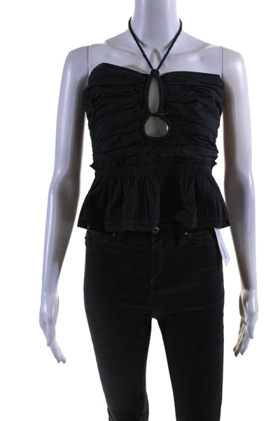 Ulla Johnson Womens Strapless Halter Neck Sleeveless Blouse Black Cotton Size 4