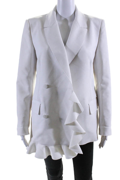 MSGM Womens Peak Collar Button Up Asymmetrical Blazer Jacket White Size 42