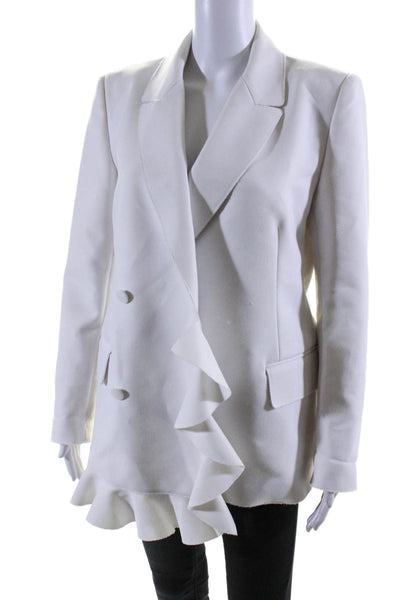 MSGM Womens Peak Collar Button Up Asymmetrical Blazer Jacket White Size 42