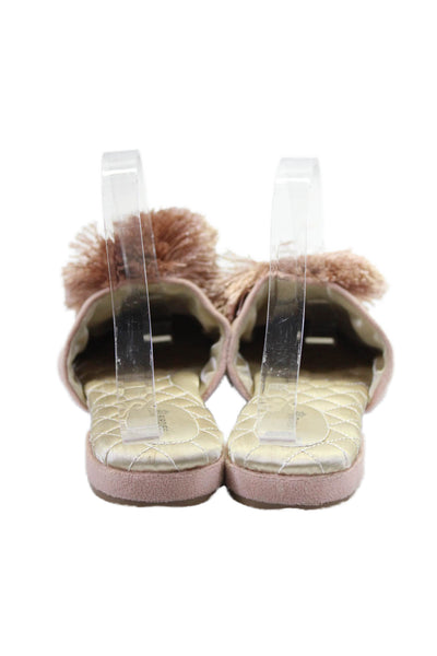 Birdies Womens Pink Fringe Detail Flats Mules Shoes Size 9