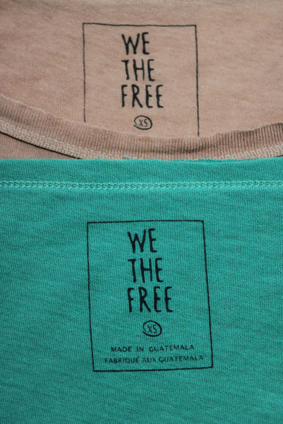 We The Free Womens Tee Shirts Turquoise Blue Beige Size Extra Small Lot 2