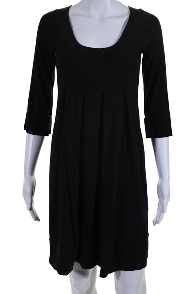 Splendid Womens Long Sleeves Pleated Shirt Dress Black Cotton Size Extra Small